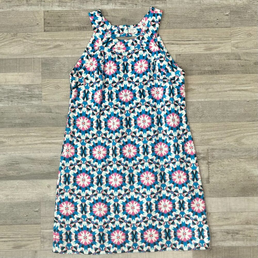 Crown & Ivy Blue Pink Pattern Halter Style Sundress Size 8 Sheath B47 - Picture 1 of 4